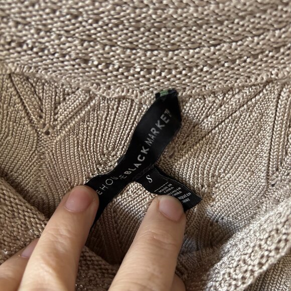 White House Black Market Knit Tank Top Womens Small Gray Shiny Scoop Neck Y2K - Picture 5 of 7